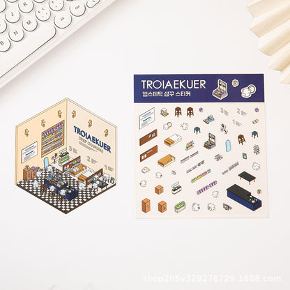 Link 37: Different Shops Themes 3D Miniature Scene Stickers  No-Cut Scene Scrapbook
