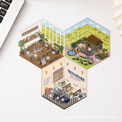 Link 37: Different Shops Themes 3D Miniature Scene Stickers  No-Cut Scene Scrapbook