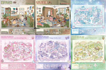 Link 35: Large Size 6 Different Rooms Shops 3D Scene Stickers DIY Stress Release