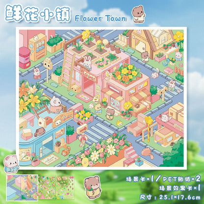 Link 15: 3 Sheet of Stickers Extra Large 3-Story Villa Scene Stickers 3D Stereoscopic Stacking Journal Stickers