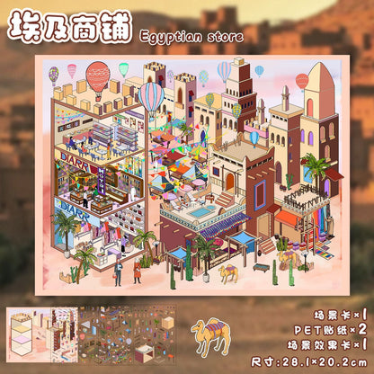 Link 15: 3 Sheet of Stickers Extra Large 3-Story Villa Scene Stickers 3D Stereoscopic Stacking Journal Stickers