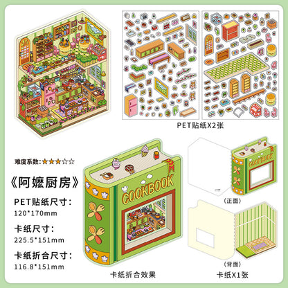 Link 50: 12 Themes Scene Stickers With Covers Scenery Journal Material Stickers