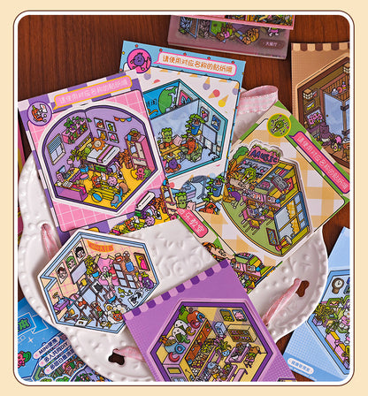 Link 46: Spooky Cute Mini 3D Scene Stickers 8 Themes 16 Sheets of Stickers In A Book