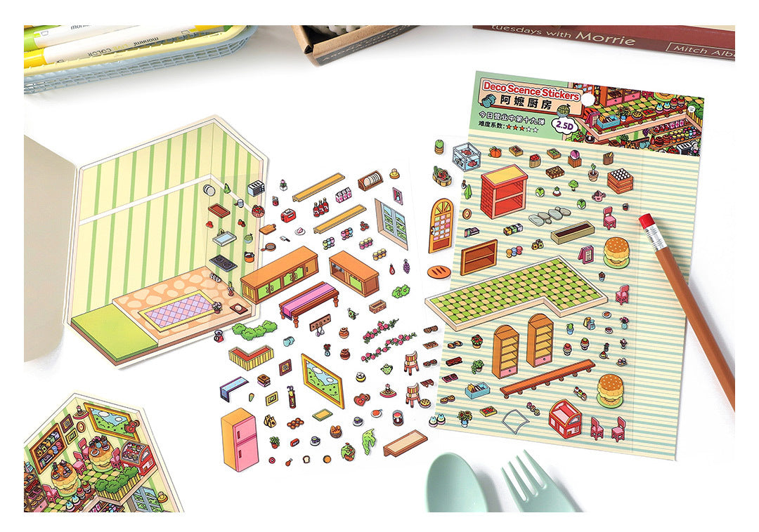 Link 50: 12 Themes Scene Stickers With Covers Scenery Journal Material Stickers