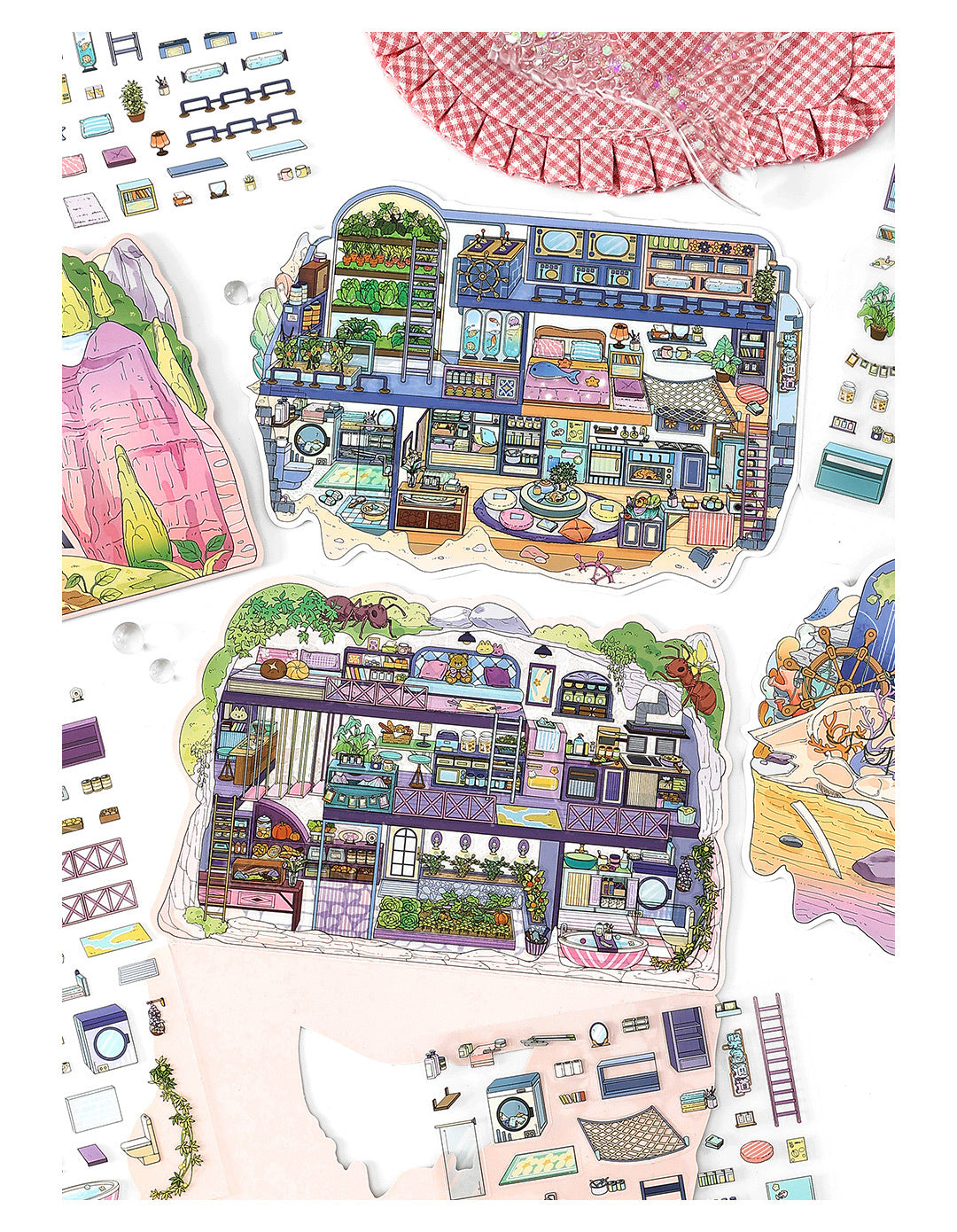 Link 50: 12 Themes Scene Stickers With Covers Scenery Journal Material Stickers
