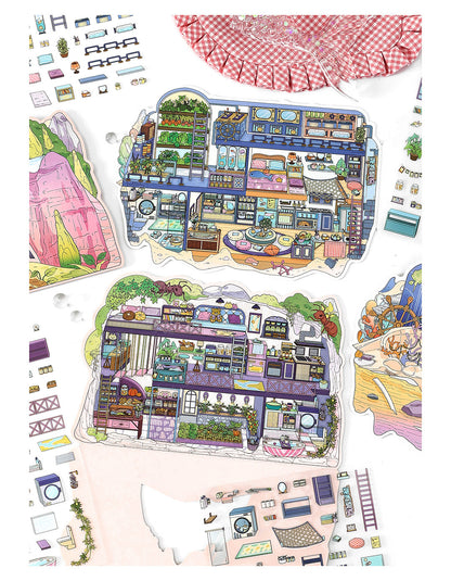 Link 50: 12 Themes Scene Stickers With Covers Scenery Journal Material Stickers