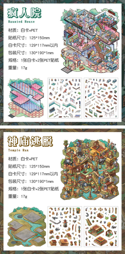 Link 49:  Spooky 3D Miniature Scene Stickers 4 Themes Scenery Stickers