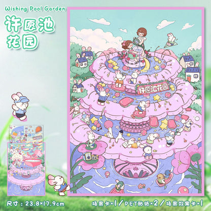 Link 17: Different Shops Houses Large Scene Stickers 3D Stereoscopic Stickers DIY Stress Relief Journal Stickers