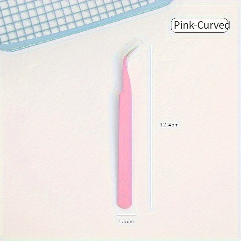 Link 7: Macaron Colorful Journal Tweezers Straight Curved Tips Stickers Handmade Journal Tools Stainless Steel Eyelash Tweezers
