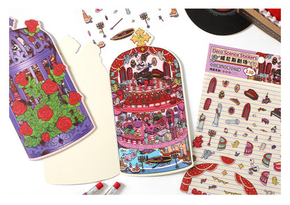 Link 50: 12 Themes Scene Stickers With Covers Scenery Journal Material Stickers