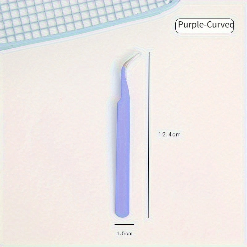 Link 7: Macaron Colorful Journal Tweezers Straight Curved Tips Stickers Handmade Journal Tools Stainless Steel Eyelash Tweezers