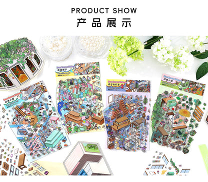 Link 50: 12 Themes Scene Stickers With Covers Scenery Journal Material Stickers