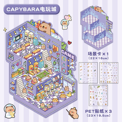 Link 15: 3 Sheet of Stickers Extra Large 3-Story Villa Scene Stickers 3D Stereoscopic Stacking Journal Stickers