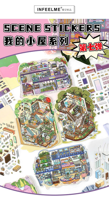 Link 50: 12 Themes Scene Stickers With Covers Scenery Journal Material Stickers