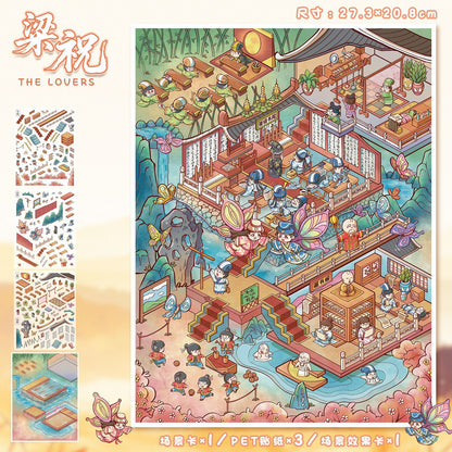 Link 52: 11 Themes XXL L Large Size Scene Stickers Spooky Castle Garden Town