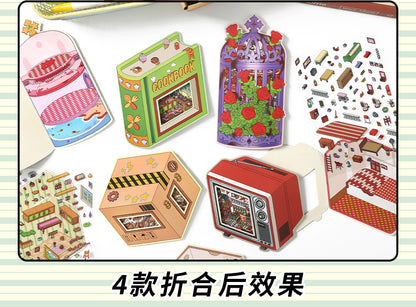 Link 50: 12 Themes Scene Stickers With Covers Scenery Journal Material Stickers