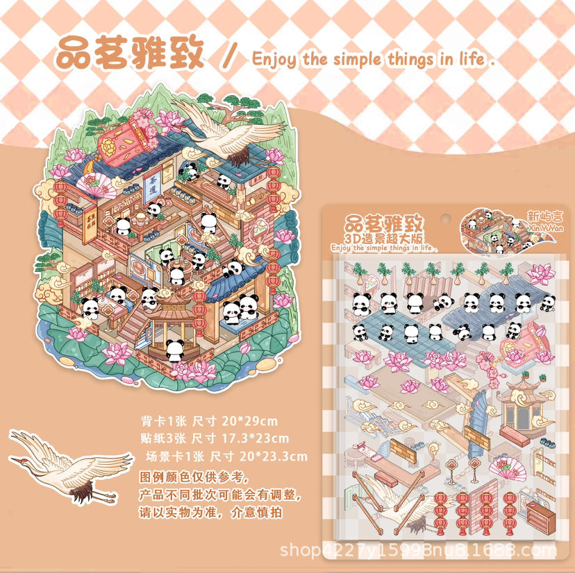 Link 61: XL Size 3D Scene Stickers Tea House | Magic House | Amusement Park