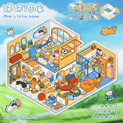 Link 51: 10 Different House Shops Scenery Stickers Miniature Scene Collage Journal Stickers