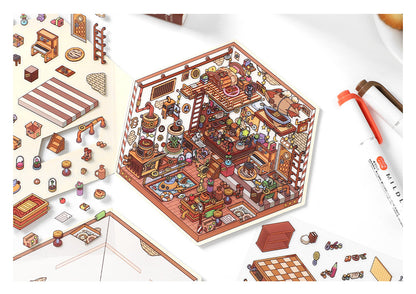 Link 50: 12 Themes Scene Stickers With Covers Scenery Journal Material Stickers