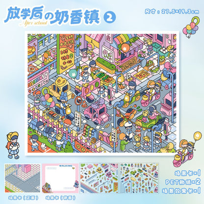 Link 52: 11 Themes XXL L Large Size Scene Stickers Spooky Castle Garden Town