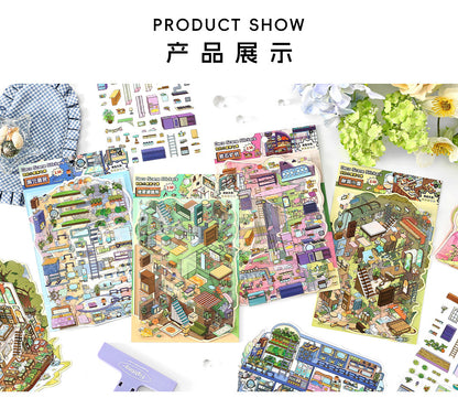 Link 50: 12 Themes Scene Stickers With Covers Scenery Journal Material Stickers