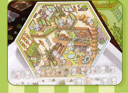 Link 26: 8 Themes Ancient Houses Miniature Scenery Stickers Original Cute Scenery Cottage Cartoon DIY Stickers