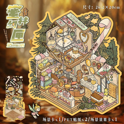 Link 16: 68.0 Large Scenery Stickers 3D Old Buildings DIY Stress Relief Journal Stickers
