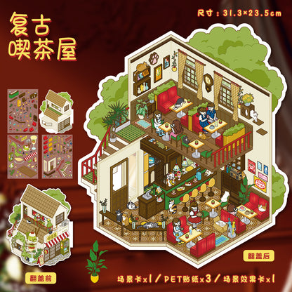 Link 34: Large Size 6 Different Villas Big Houses 3D Scene Stickers DIY Stress Release