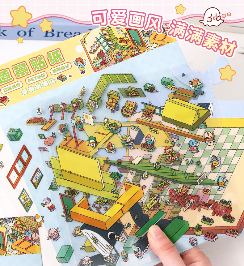 Link 2: 12.0 3D Scene Stickers Miniature Scene Different Thems Collage Journal Stickers DIY Stickers