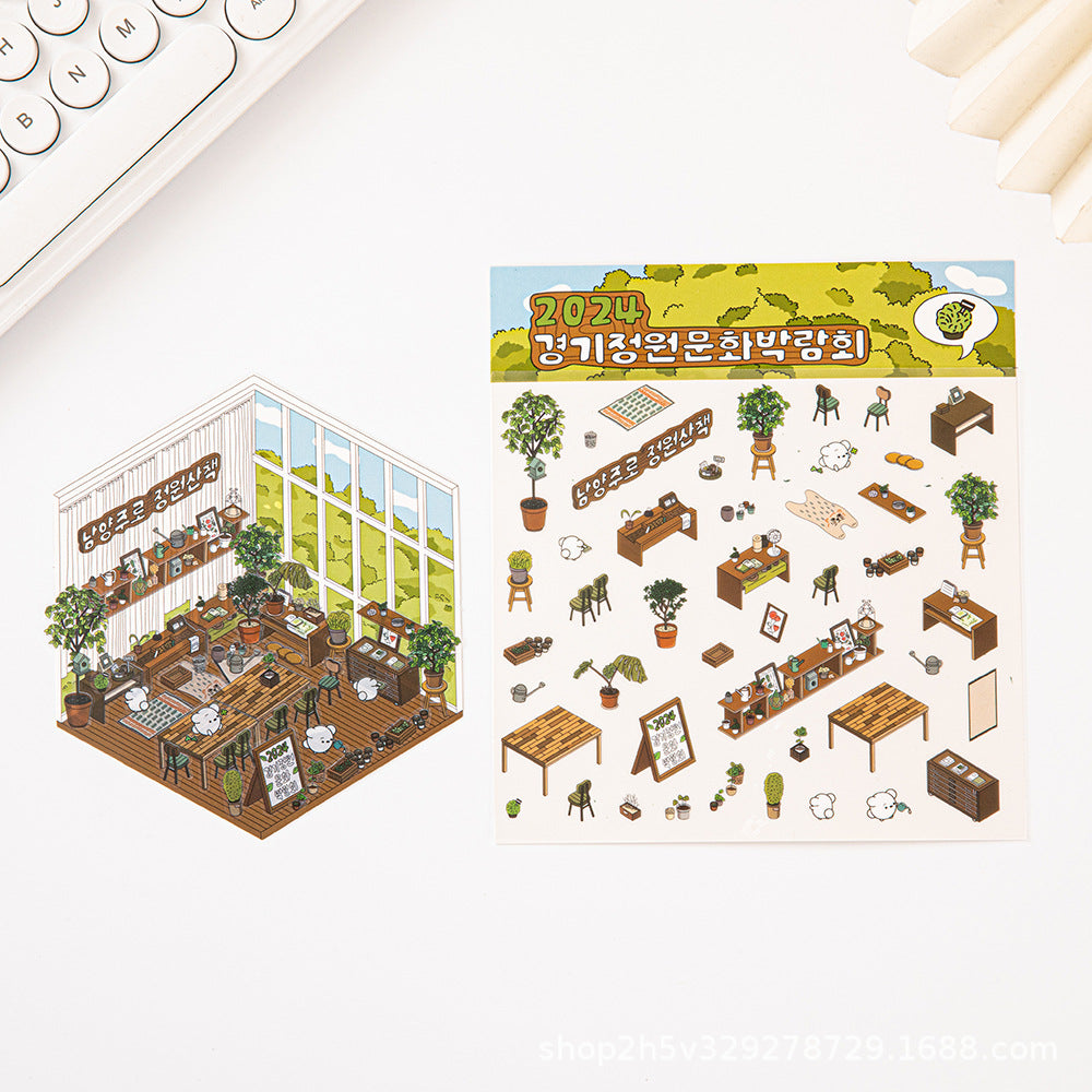 Link 37: Different Shops Themes 3D Miniature Scene Stickers  No-Cut Scene Scrapbook