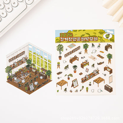 Link 37: Different Shops Themes 3D Miniature Scene Stickers  No-Cut Scene Scrapbook