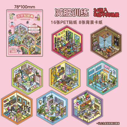 Link 46: Spooky Cute Mini 3D Scene Stickers 8 Themes 16 Sheets of Stickers In A Book