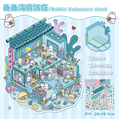 Link 11: 12 Different Fun World 3D Stereoscopic Cottage Scene Miniature Scene Stickers