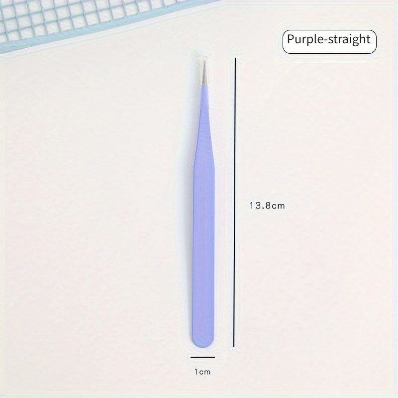 Link 7: Macaron Colorful Journal Tweezers Straight Curved Tips Stickers Handmade Journal Tools Stainless Steel Eyelash Tweezers
