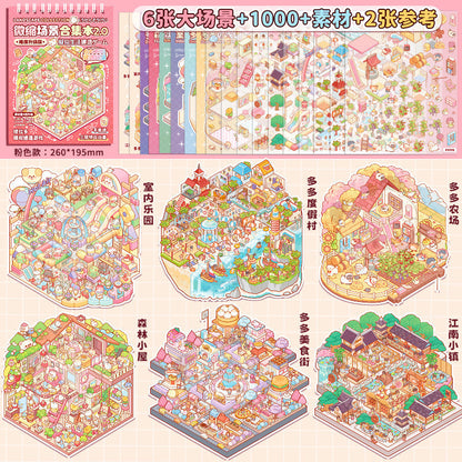 Link 28: Miniature Scene Stickers Books 3D Dollhouse Girl Children's Toys DIY Scrapbook Stickers