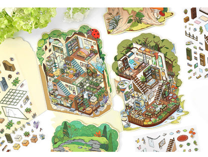 Link 50: 12 Themes Scene Stickers With Covers Scenery Journal Material Stickers