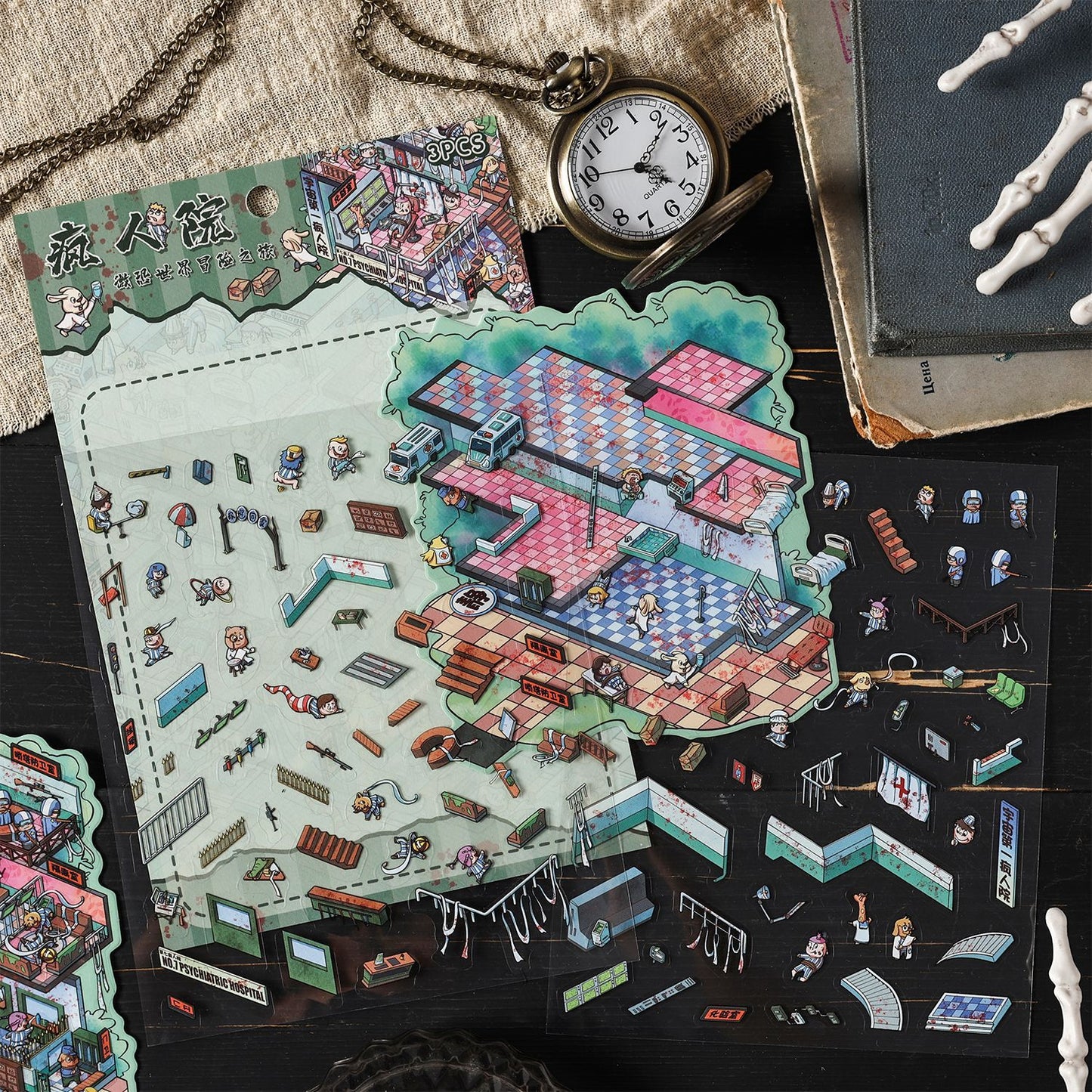 Link 49:  Spooky 3D Miniature Scene Stickers 4 Themes Scenery Stickers