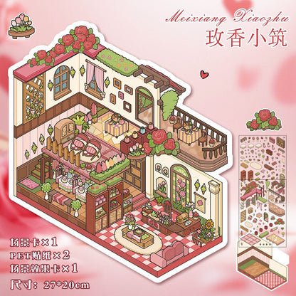 Link 18: A4 Size Large Scenery Stickers Retro Stickers 3D Stereoscopic Stickers