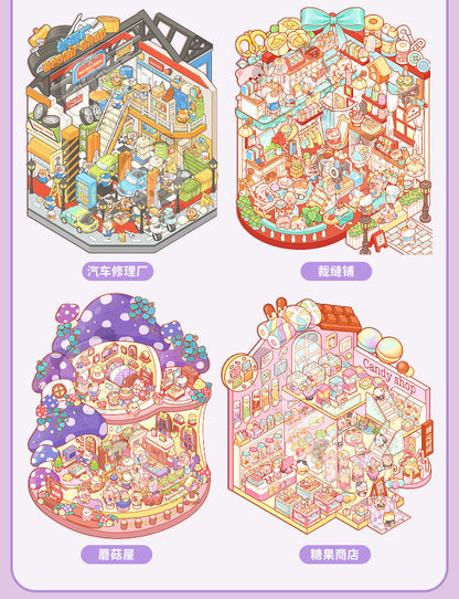 Link 28: Miniature Scene Stickers Books 3D Dollhouse Girl Children's Toys DIY Scrapbook Stickers
