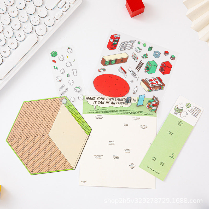 Link 37: Different Shops Themes 3D Miniature Scene Stickers  No-Cut Scene Scrapbook
