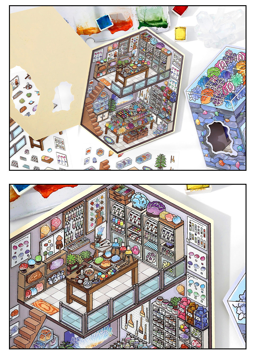 Link 50: 12 Themes Scene Stickers With Covers Scenery Journal Material Stickers