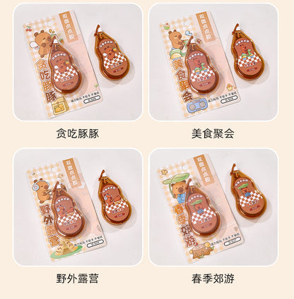 Link 25: 6m*5mm Capybara Scene Stickers Must Use Transparent Dot Glue High-Value Journal Double-Sided Tape