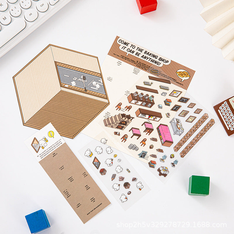 Link 37: Different Shops Themes 3D Miniature Scene Stickers  No-Cut Scene Scrapbook