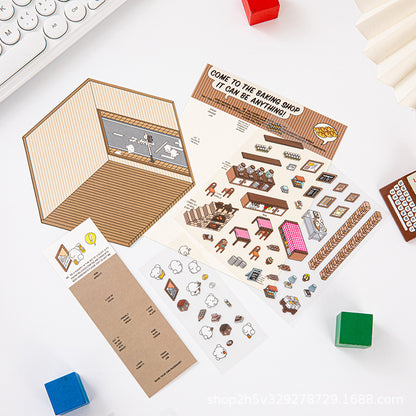 Link 37: Different Shops Themes 3D Miniature Scene Stickers  No-Cut Scene Scrapbook