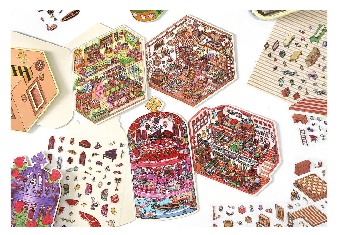 Link 50: 12 Themes Scene Stickers With Covers Scenery Journal Material Stickers