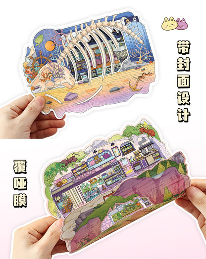 Link 50: 12 Themes Scene Stickers With Covers Scenery Journal Material Stickers