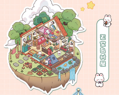 Link 4: Cute Miniature Scene Decoration Stickers Cartoon 3D House Stress Relief Scene Stickers