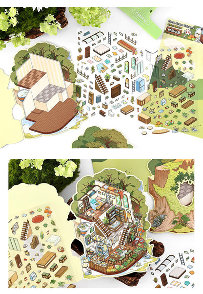 Link 50: 12 Themes Scene Stickers With Covers Scenery Journal Material Stickers